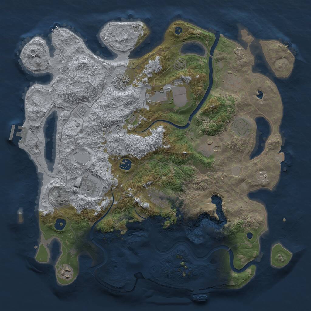 Rust Map: Procedural Map, Size: 4000, Seed: 14125214, 16 Monuments