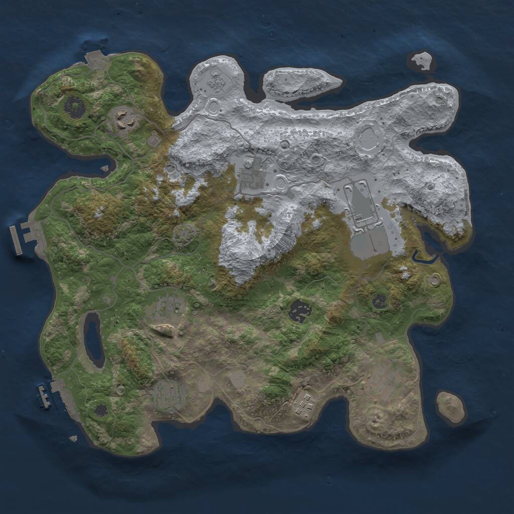 Rust Map: Procedural Map, Size: 3500, Seed: 678886, 14 Monuments