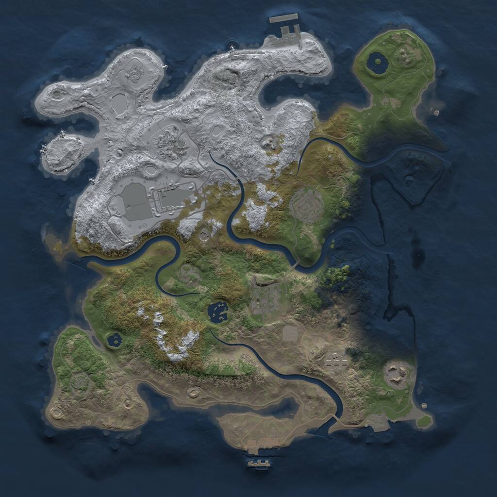 Rust Map: Procedural Map, Size: 3500, Seed: 36247563, 13 Monuments