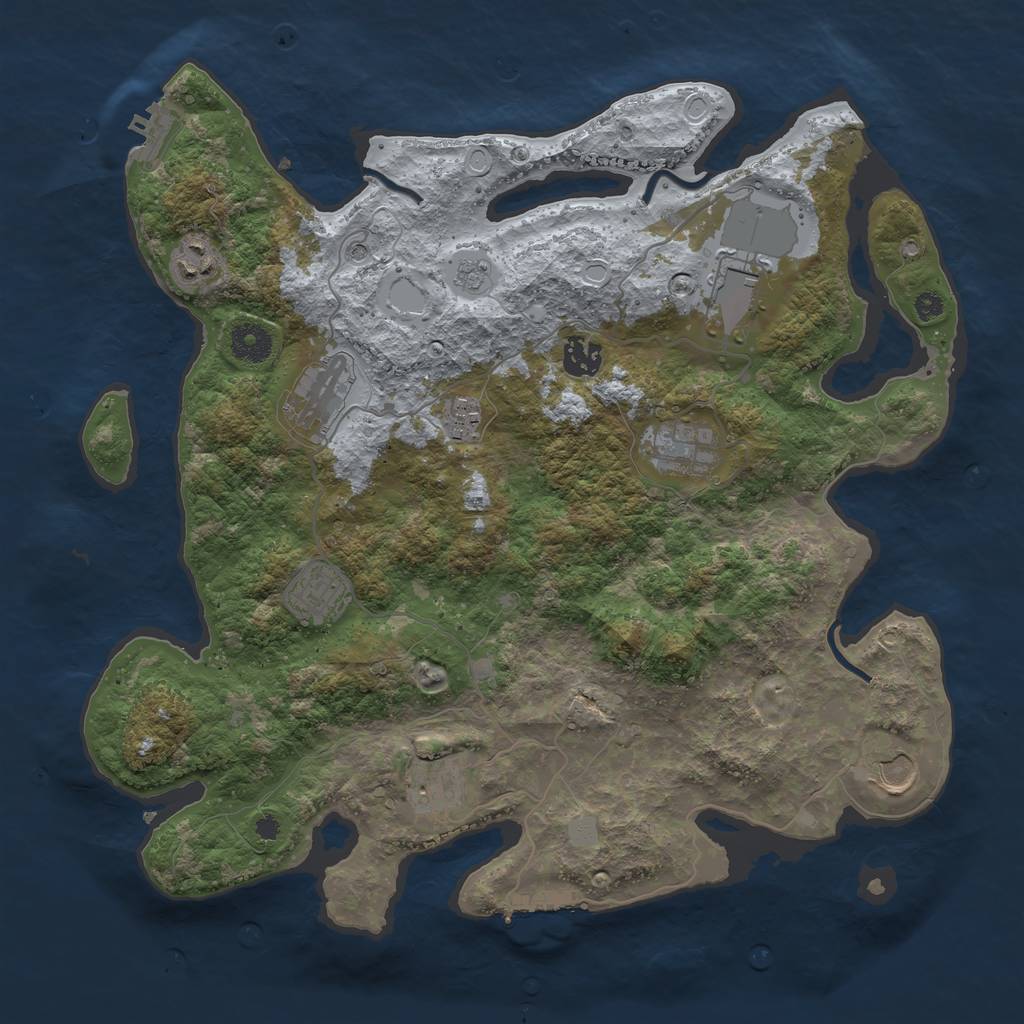 Rust Map: Procedural Map, Size: 3750, Seed: 1132811275, 16 Monuments