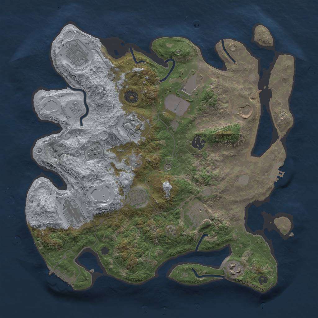 Rust Map: Procedural Map, Size: 3500, Seed: 820356384, 19 Monuments