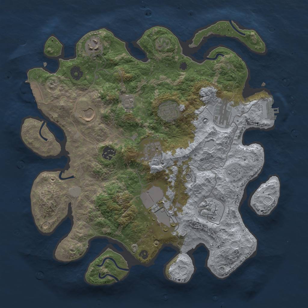 Rust Map: Procedural Map, Size: 3500, Seed: 824091401, 18 Monuments