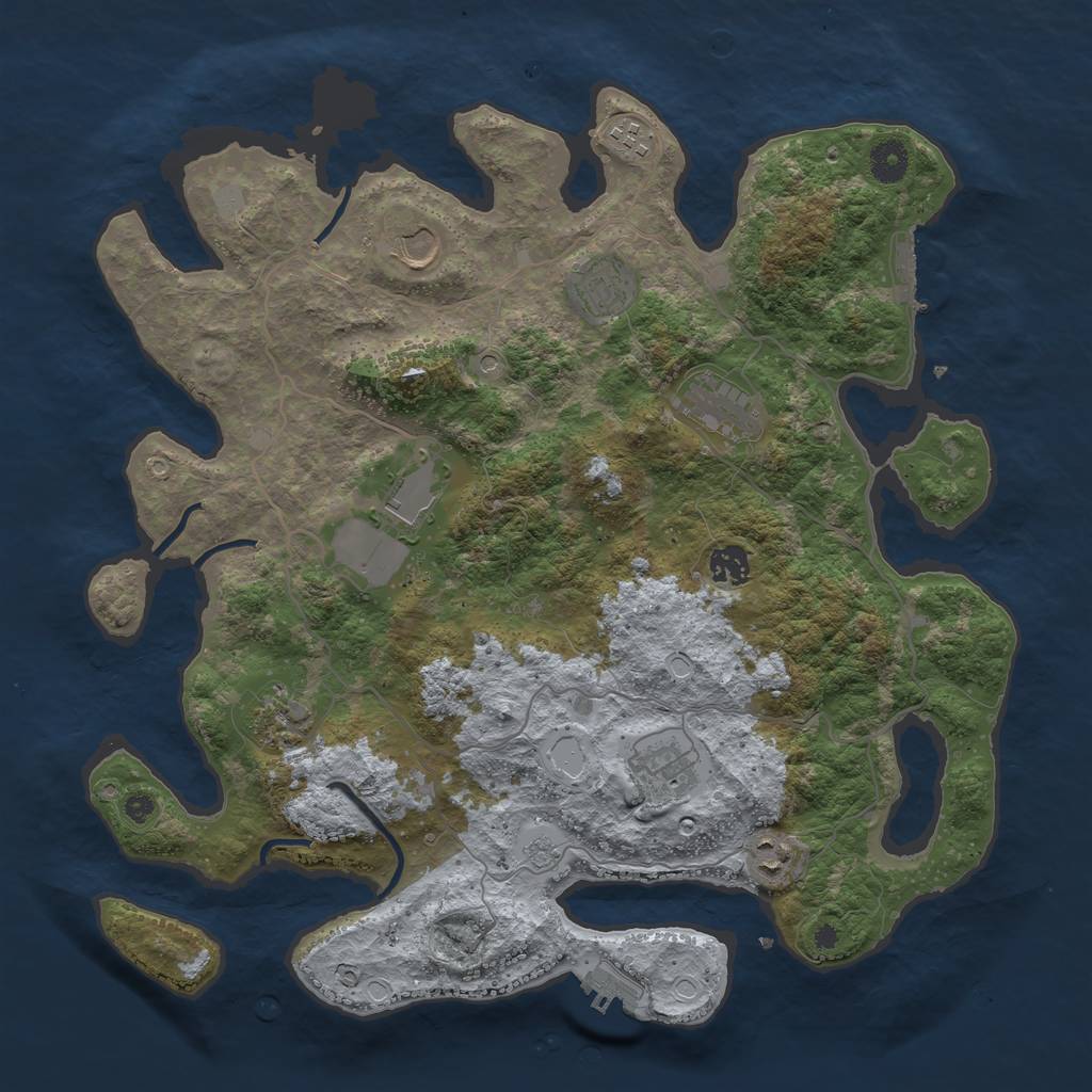 Rust Map: Procedural Map, Size: 4000, Seed: 272631405, 16 Monuments