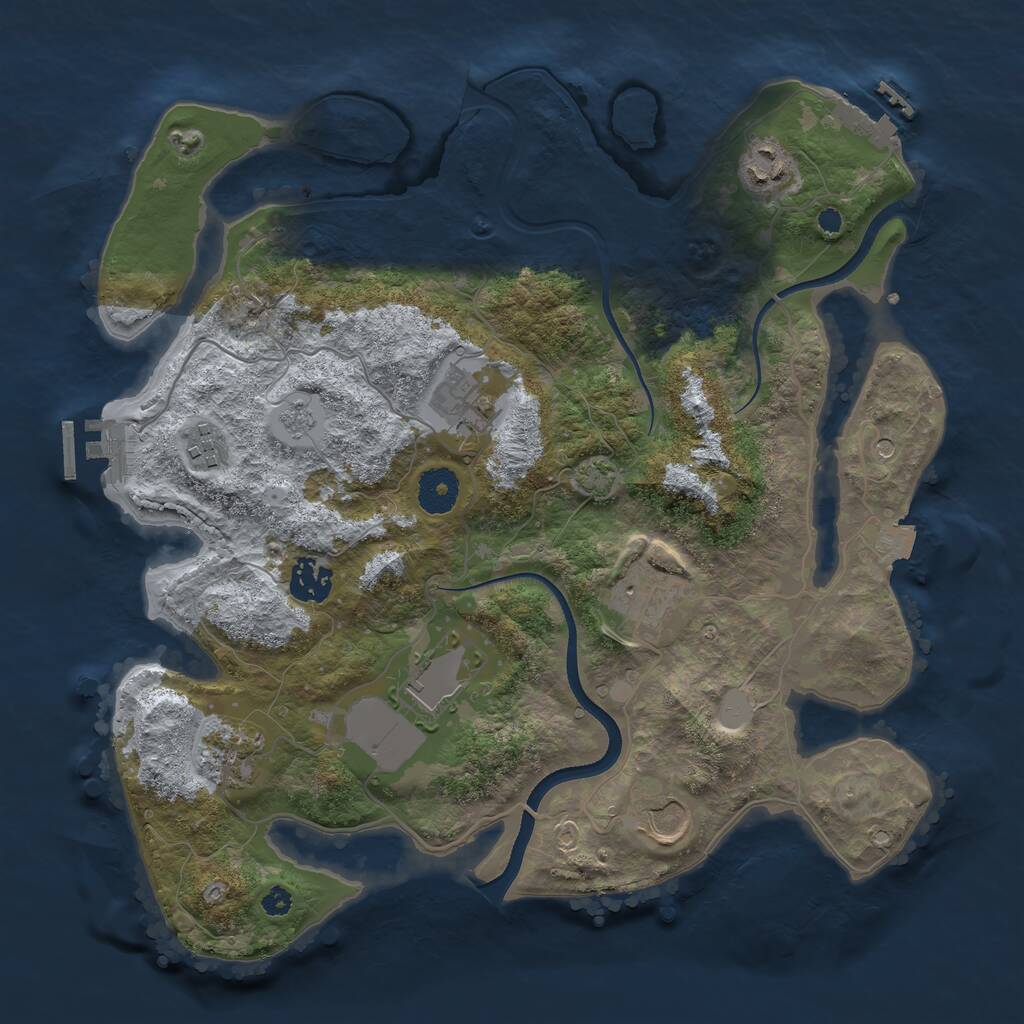 Rust Map: Procedural Map, Size: 3500, Seed: 216301, 14 Monuments