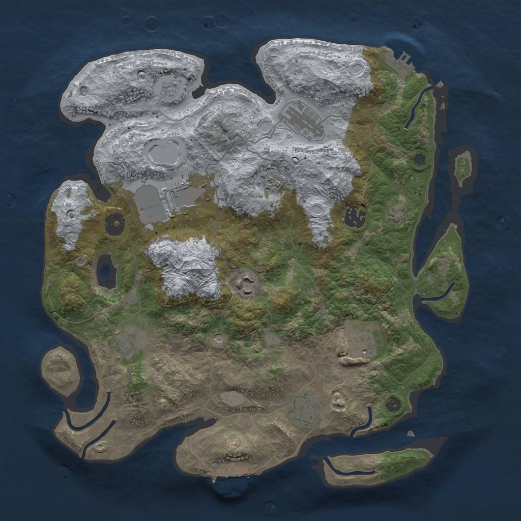 Rust Map: Procedural Map, Size: 3600, Seed: 1966640237, 17 Monuments