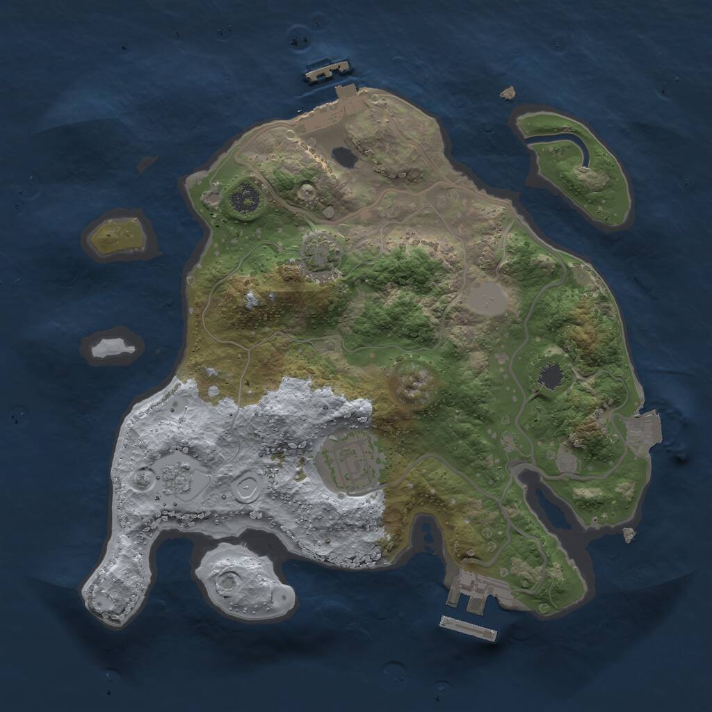 Rust Map: Procedural Map, Size: 2500, Seed: 1856968366, 6 Monuments