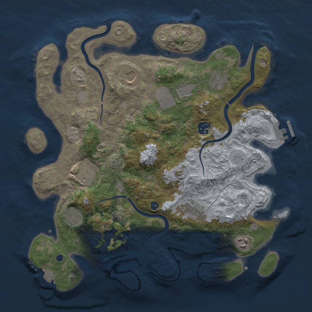 Rust Map: Procedural Map, Size: 3703, Seed: 45000, 14 Monuments