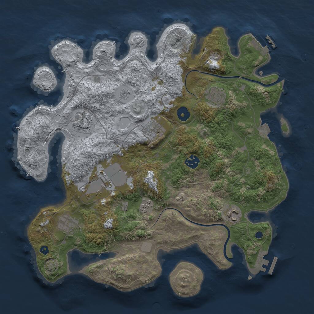 Rust Map: Procedural Map, Size: 3500, Seed: 1532668029, 14 Monuments