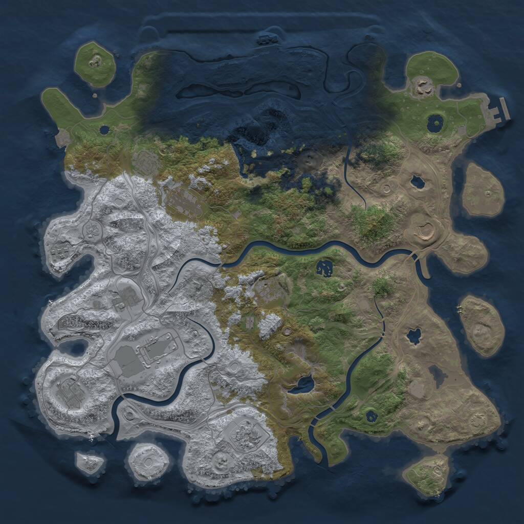 Rust Map: Procedural Map, Size: 4500, Seed: 12554, 17 Monuments