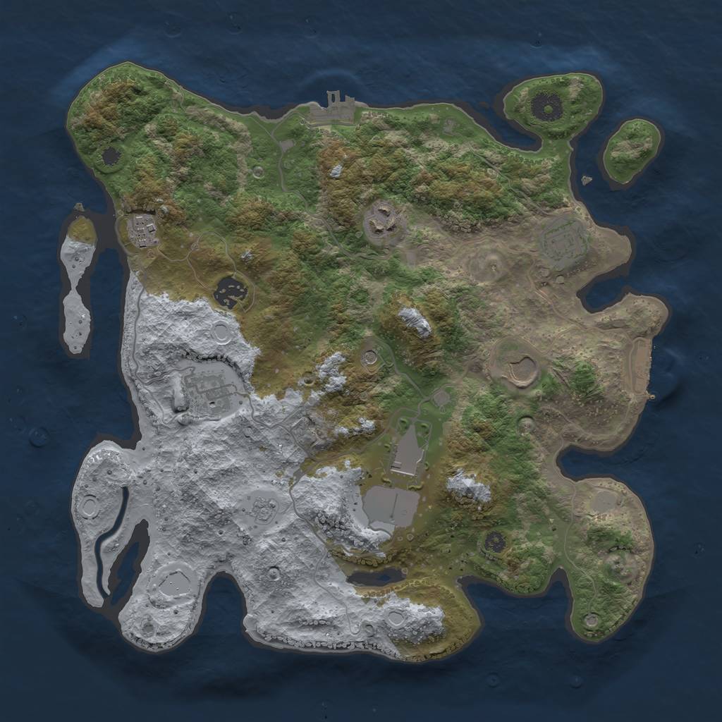 Rust Map: Procedural Map, Size: 3500, Seed: 2099999984, 16 Monuments