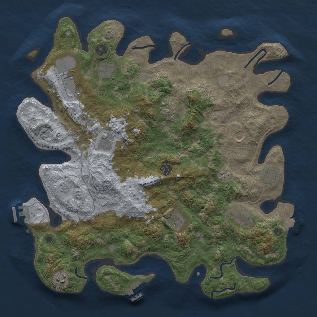 Rust Map: Procedural Map, Size: 4096, Seed: 729306013, 17 Monuments
