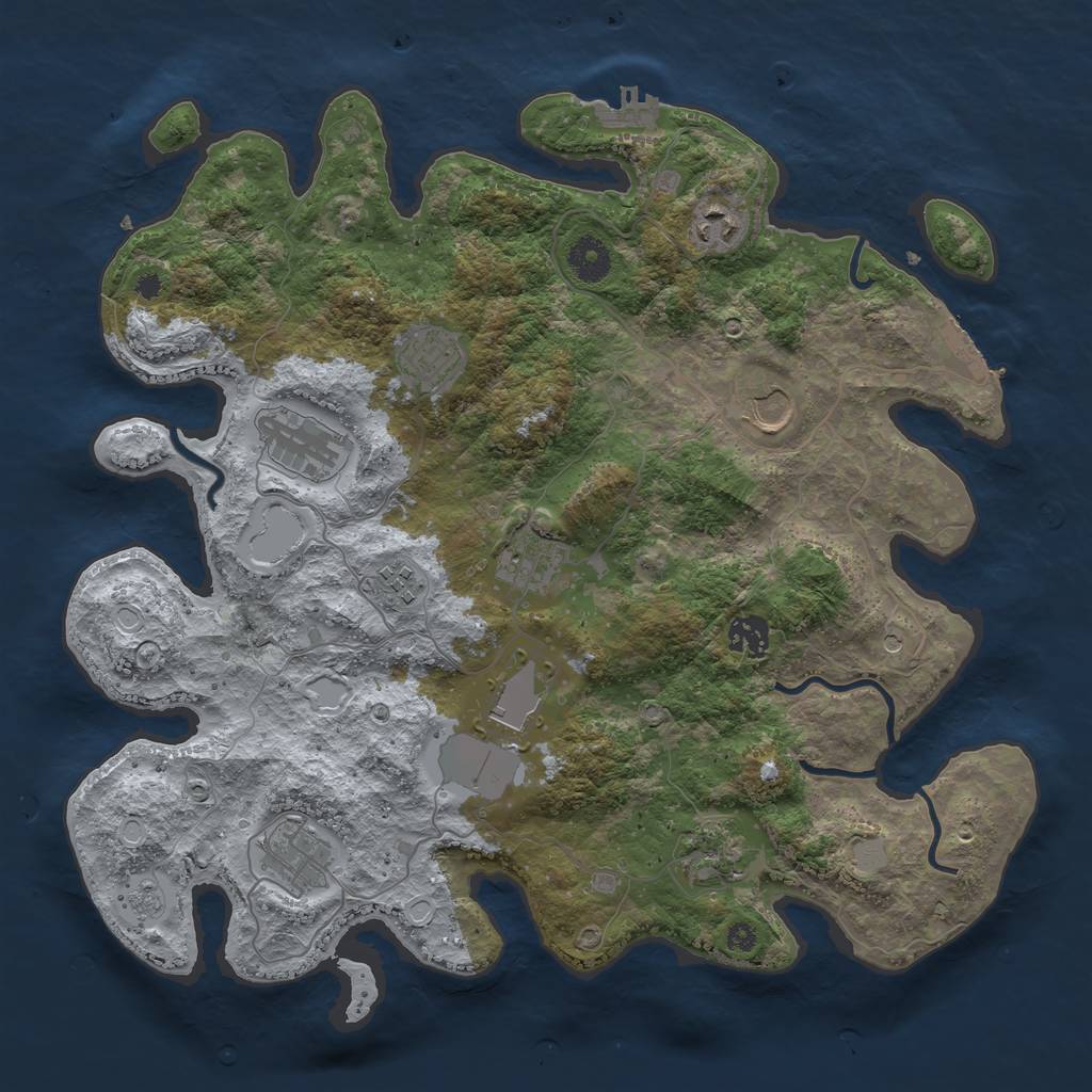 Rust Map: Procedural Map, Size: 3750, Seed: 196654679, 19 Monuments