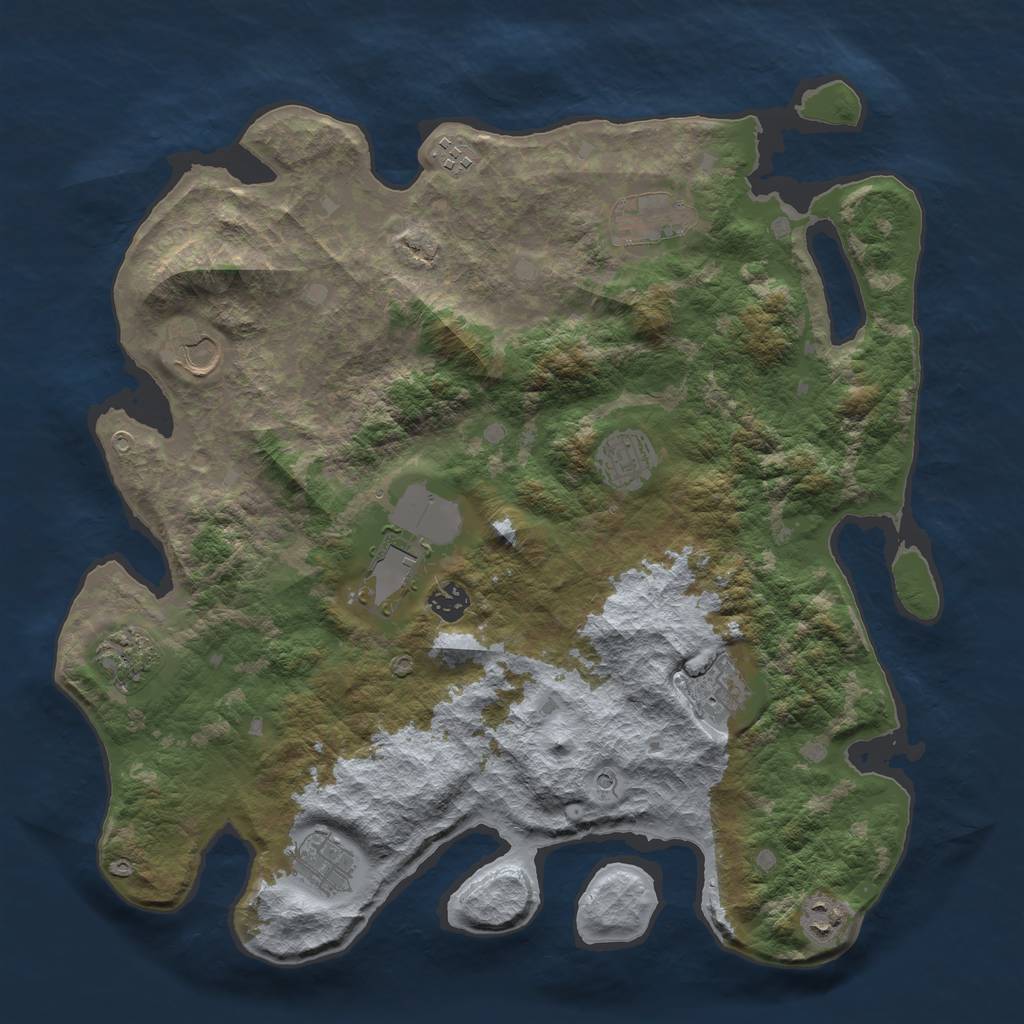 Rust Map: Barren, Size: 4000, Seed: 606, 13 Monuments