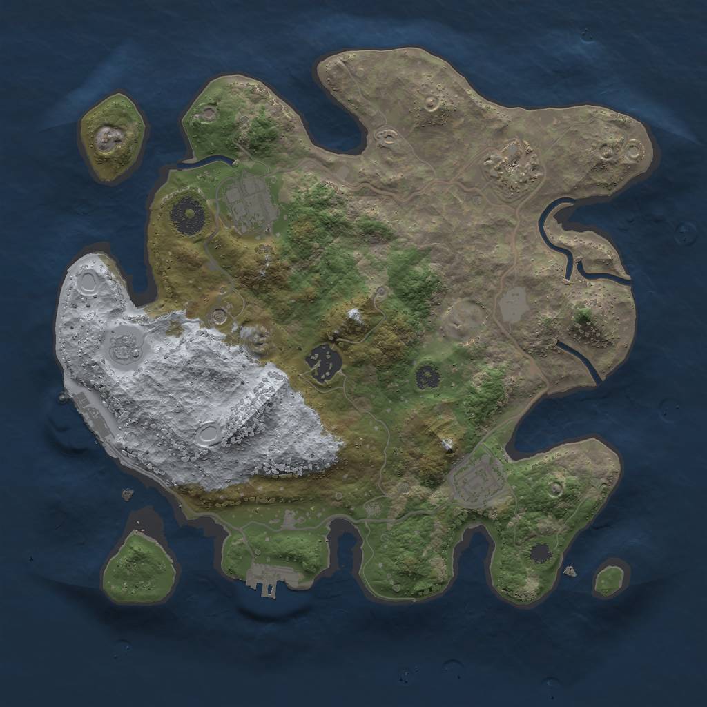 Rust Map: Procedural Map, Size: 3000, Seed: 1975190066, 13 Monuments