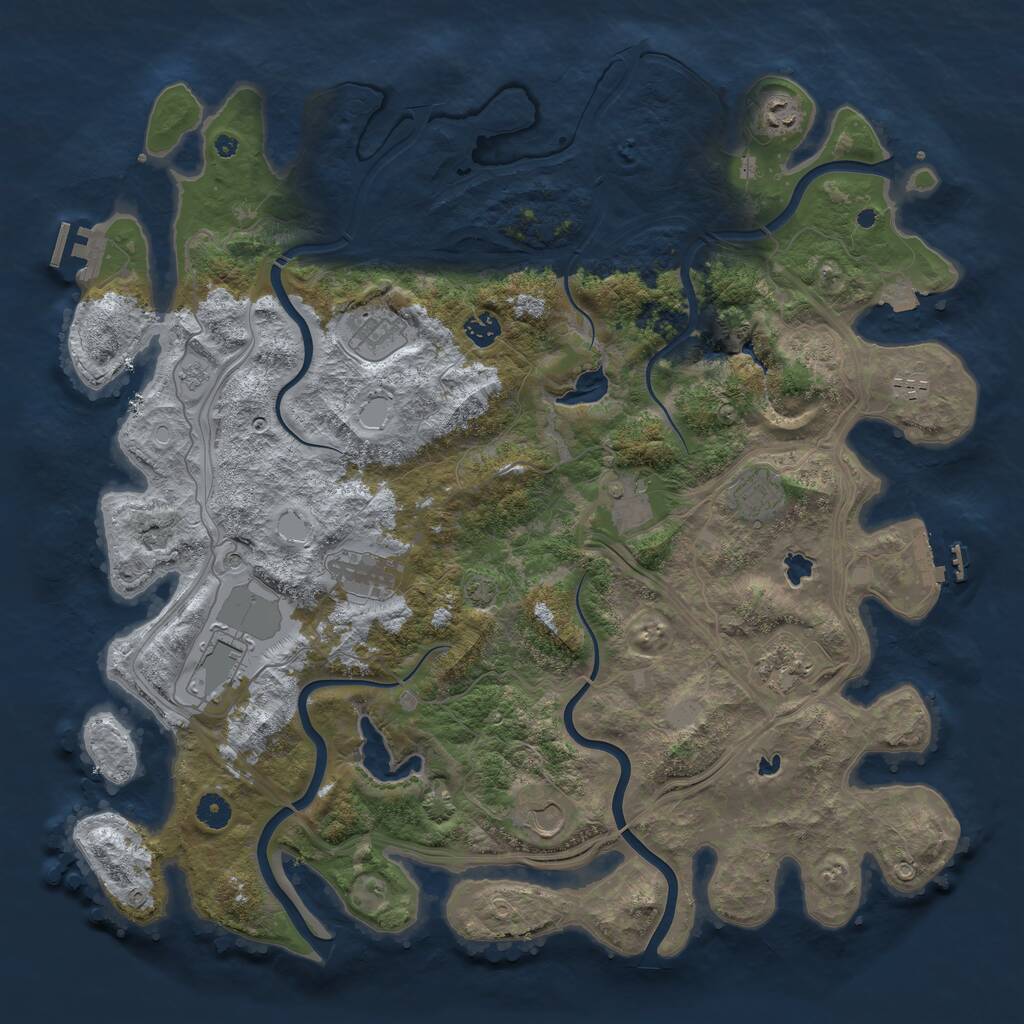 Rust Map: Procedural Map, Size: 4500, Seed: 1016103950, 16 Monuments