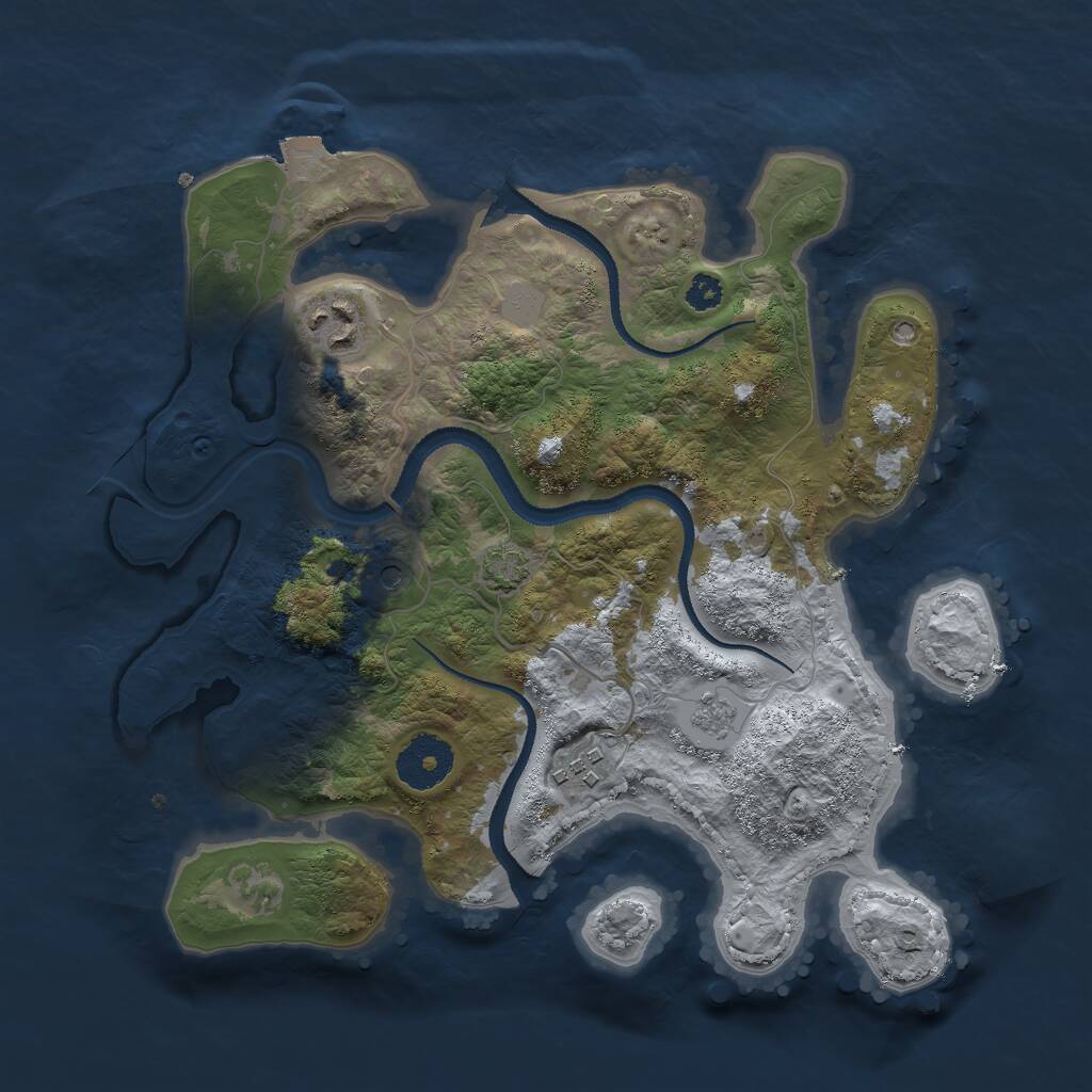 Rust Map: Procedural Map, Size: 3000, Seed: 9878171, 6 Monuments