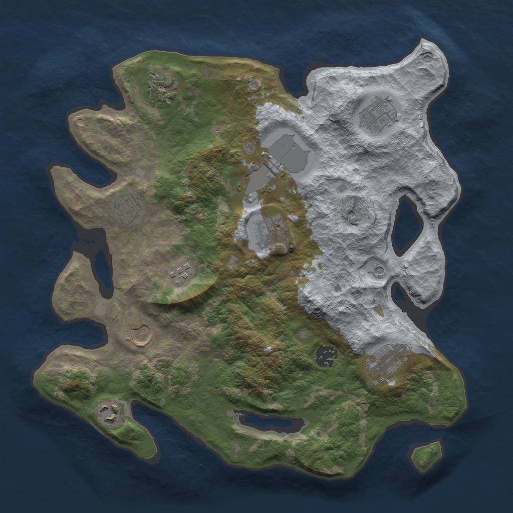Rust Map: Barren, Size: 3500, Seed: 30012023, 13 Monuments