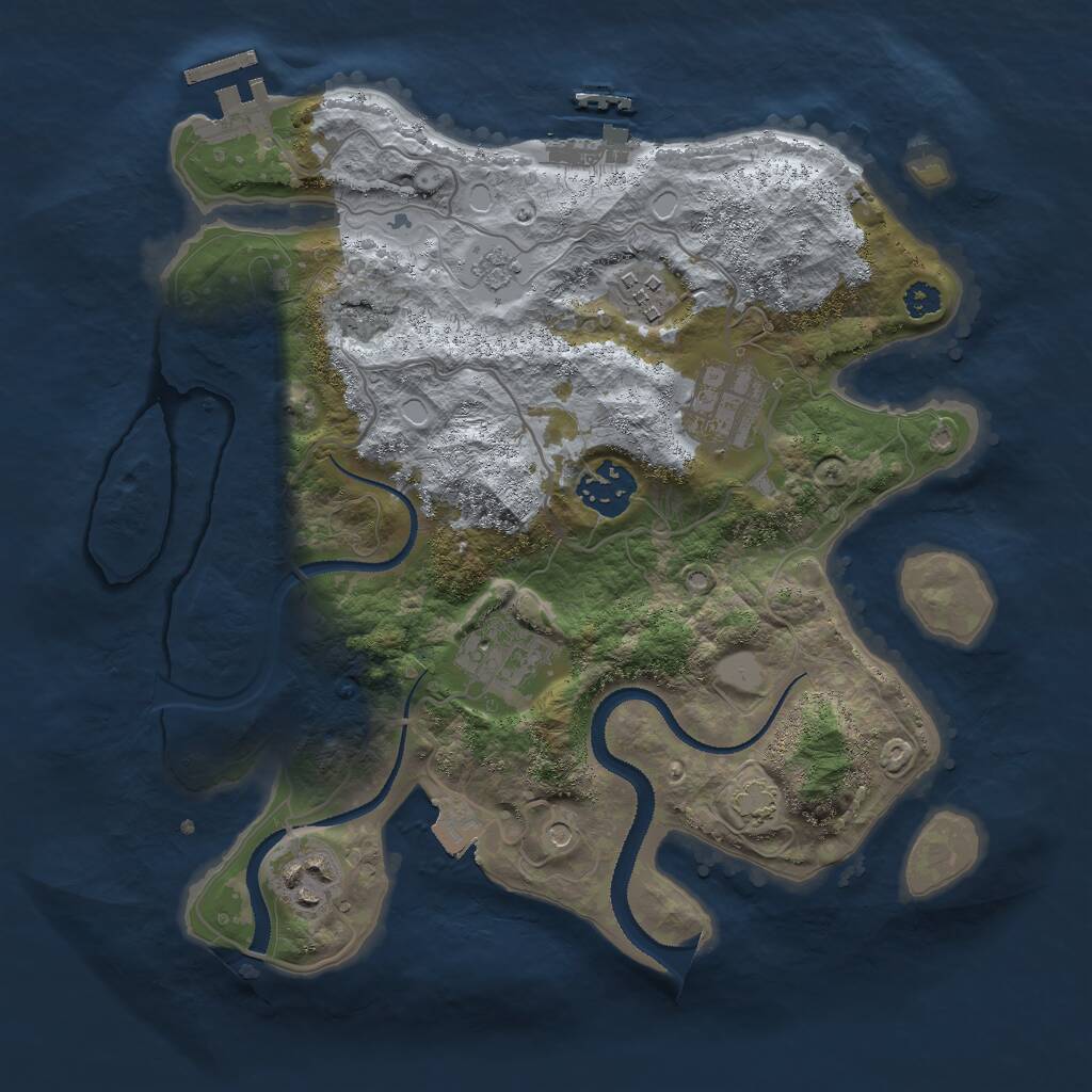 Rust Map: Procedural Map, Size: 3000, Seed: 1440761545, 11 Monuments