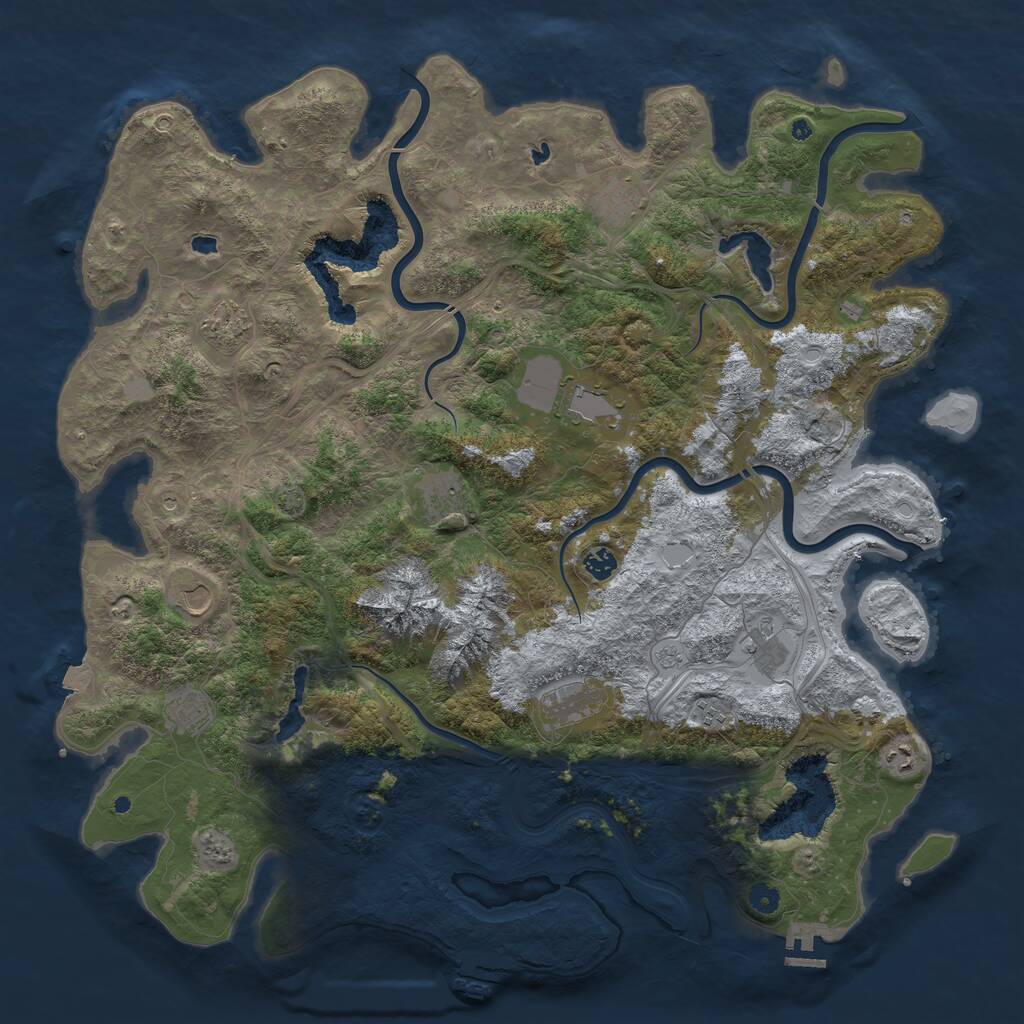 Rust Map: Procedural Map, Size: 5000, Seed: 1277828865, 17 Monuments