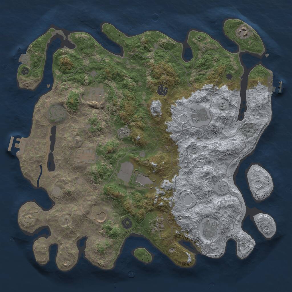 Rust Map: Procedural Map, Size: 4000, Seed: 923191749, 17 Monuments