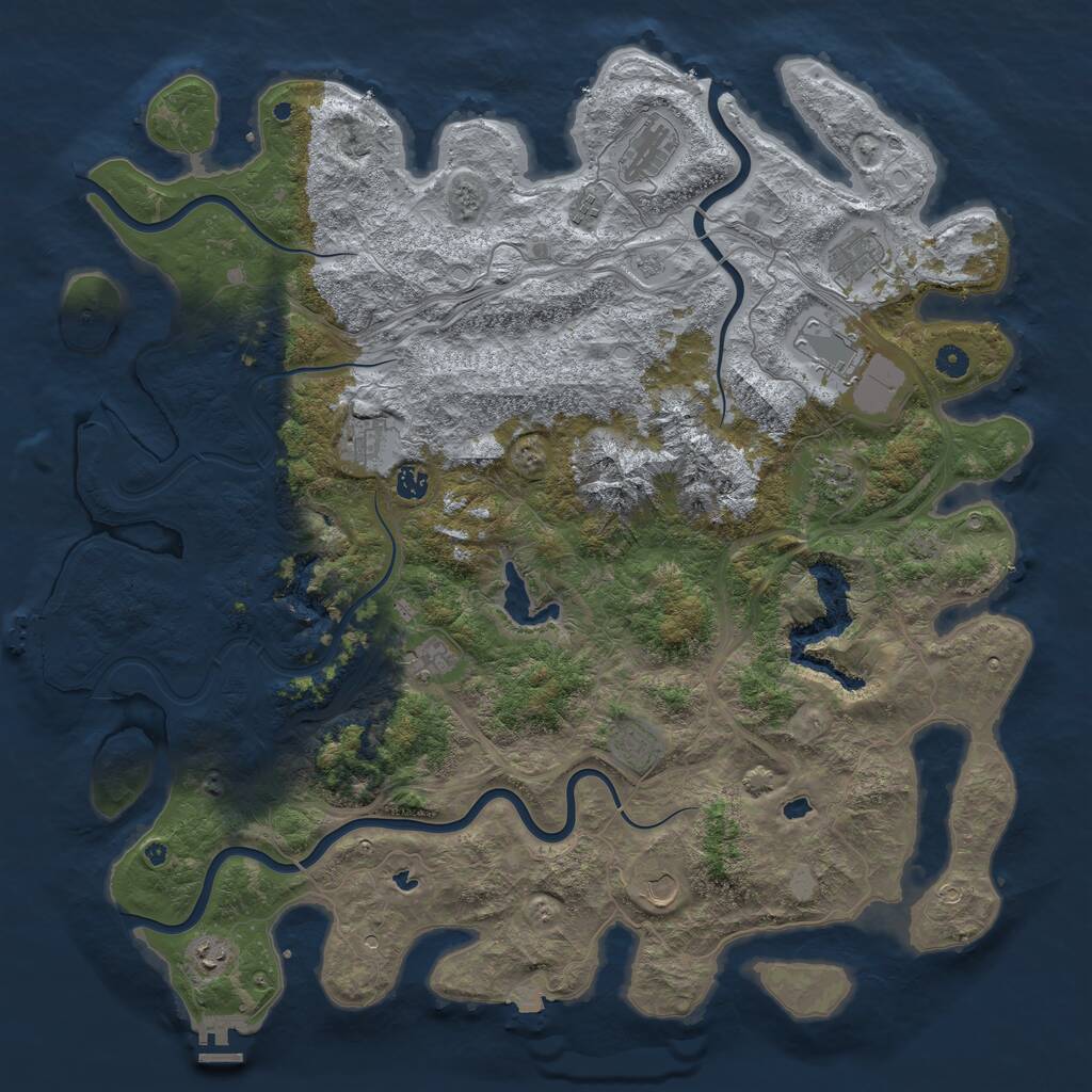 Rust Map: Procedural Map, Size: 5010, Seed: 1, 17 Monuments