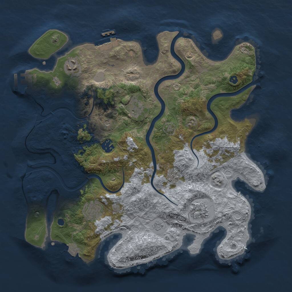 Rust Map: Procedural Map, Size: 3500, Seed: 2120451447, 12 Monuments