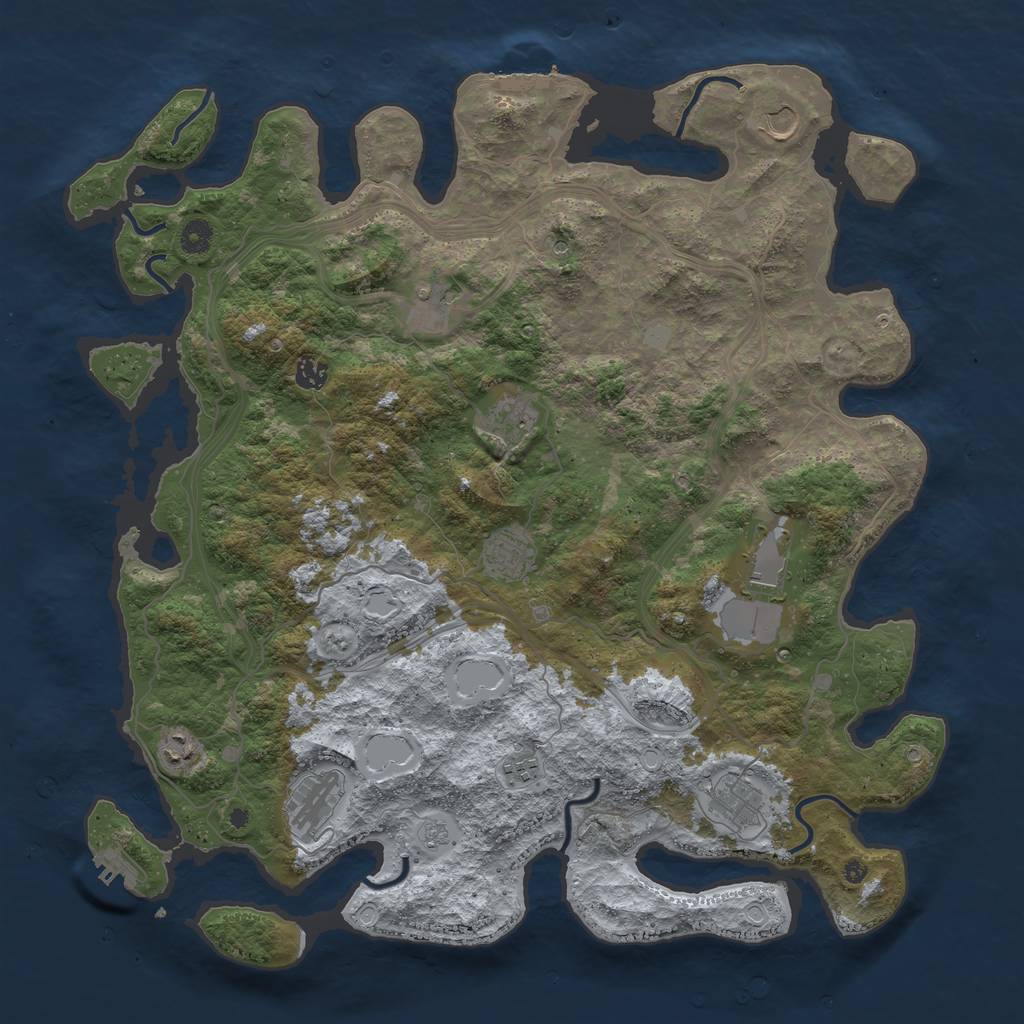 Rust Map: Procedural Map, Size: 4550, Seed: 1333333999, 19 Monuments