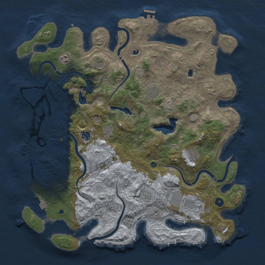 Rust Map: Procedural Map, Size: 4550, Seed: 1333333999, 16 Monuments