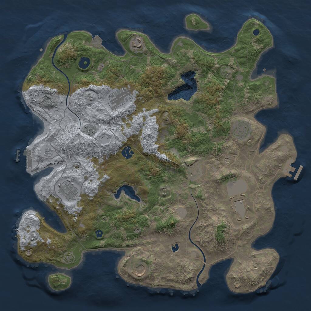 Rust Map: Procedural Map, Size: 4000, Seed: 1280970435, 15 Monuments