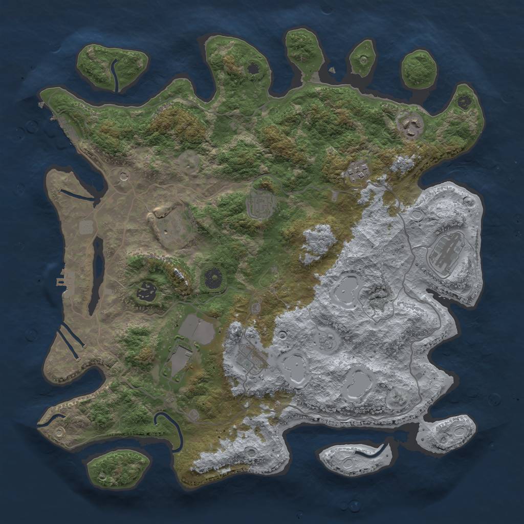 Rust Map: Procedural Map, Size: 4000, Seed: 191245396, 17 Monuments