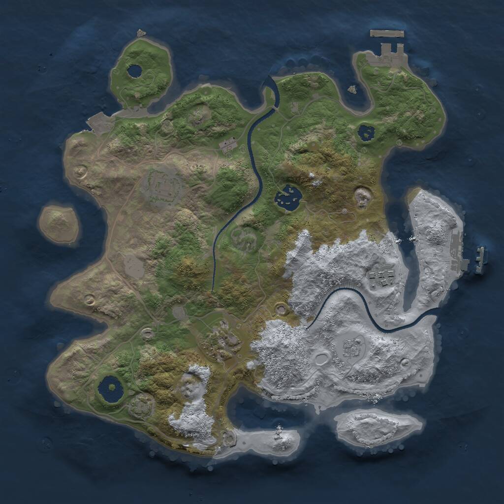 Rust Map: Procedural Map, Size: 3000, Seed: 1005711647, 9 Monuments