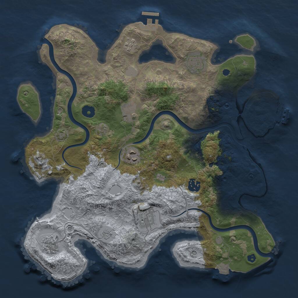 Rust Map: Procedural Map, Size: 3492, Seed: 2147483647, 13 Monuments