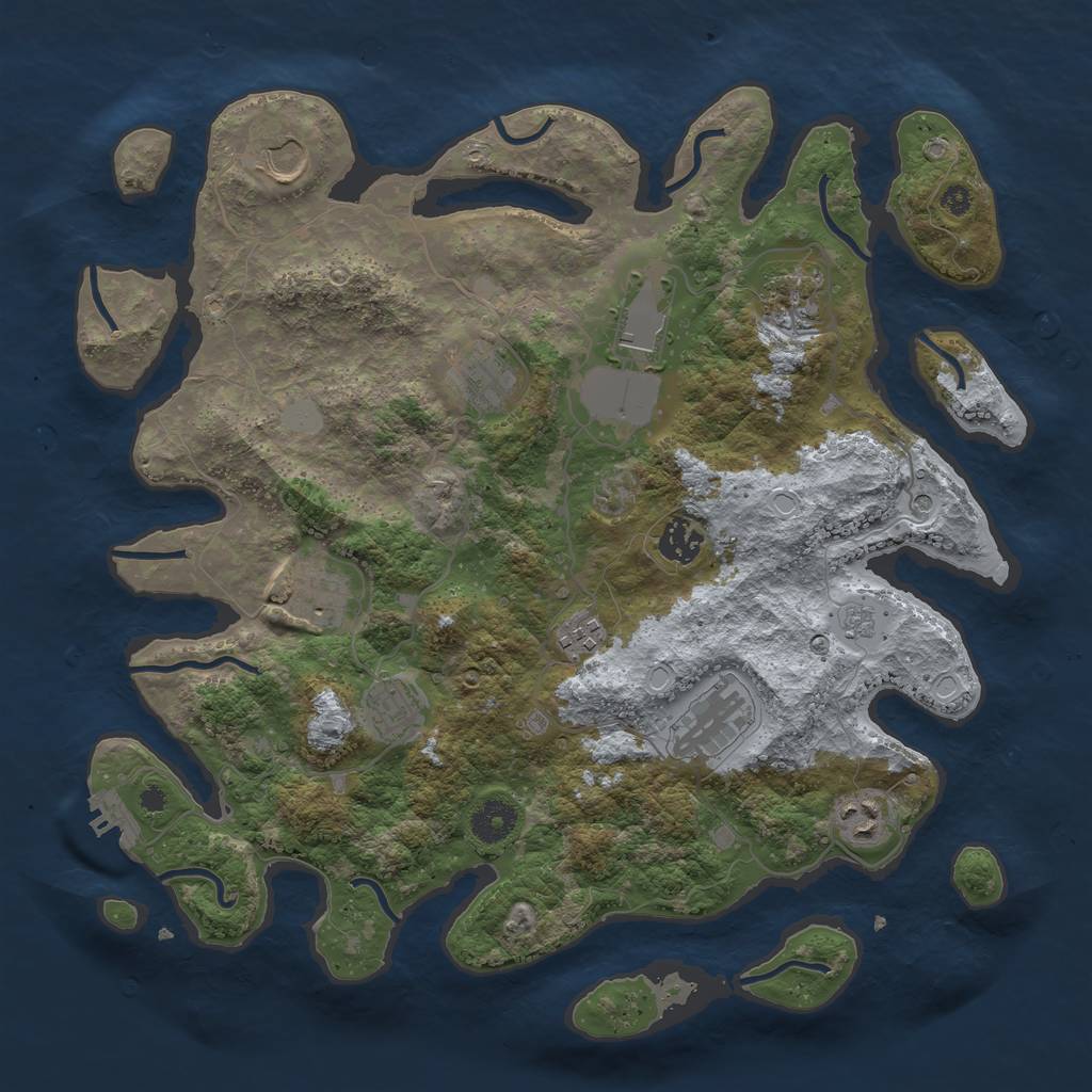 Rust Map: Procedural Map, Size: 3750, Seed: 285966375, 18 Monuments