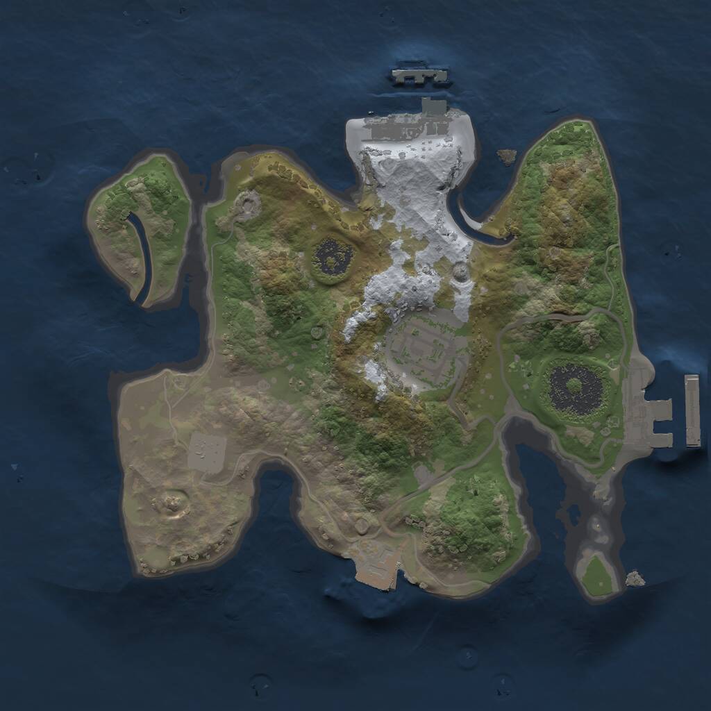 Rust Map: Procedural Map, Size: 2000, Seed: 38667, 4 Monuments