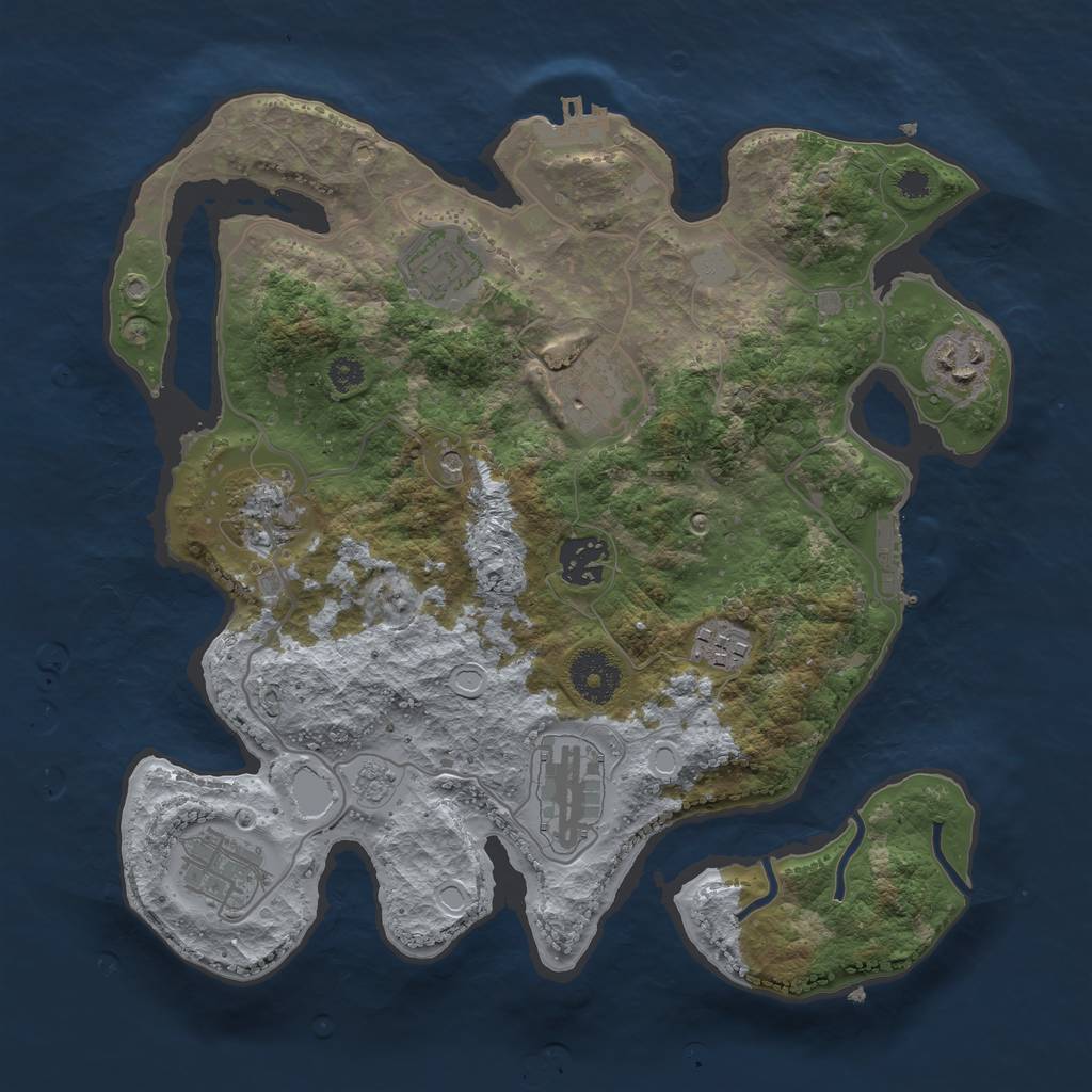 Rust Map: Procedural Map, Size: 3200, Seed: 54785213, 17 Monuments