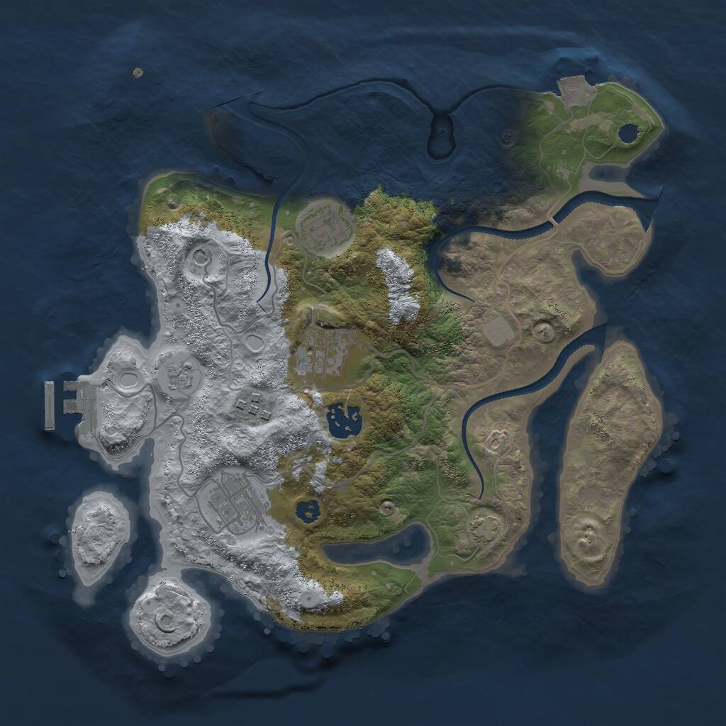 Rust Map: Procedural Map, Size: 3000, Seed: 37122, 10 Monuments