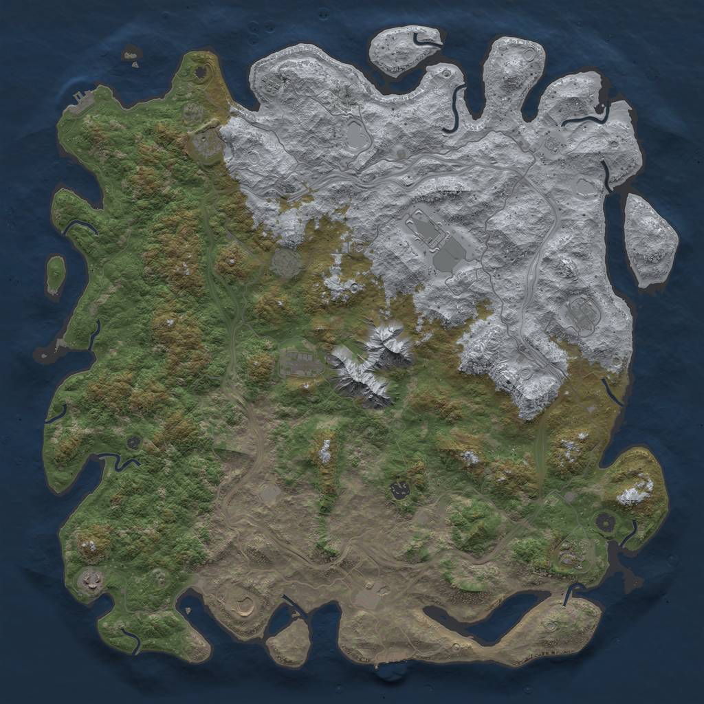 Rust Map: Procedural Map, Size: 5500, Seed: 734912, 18 Monuments