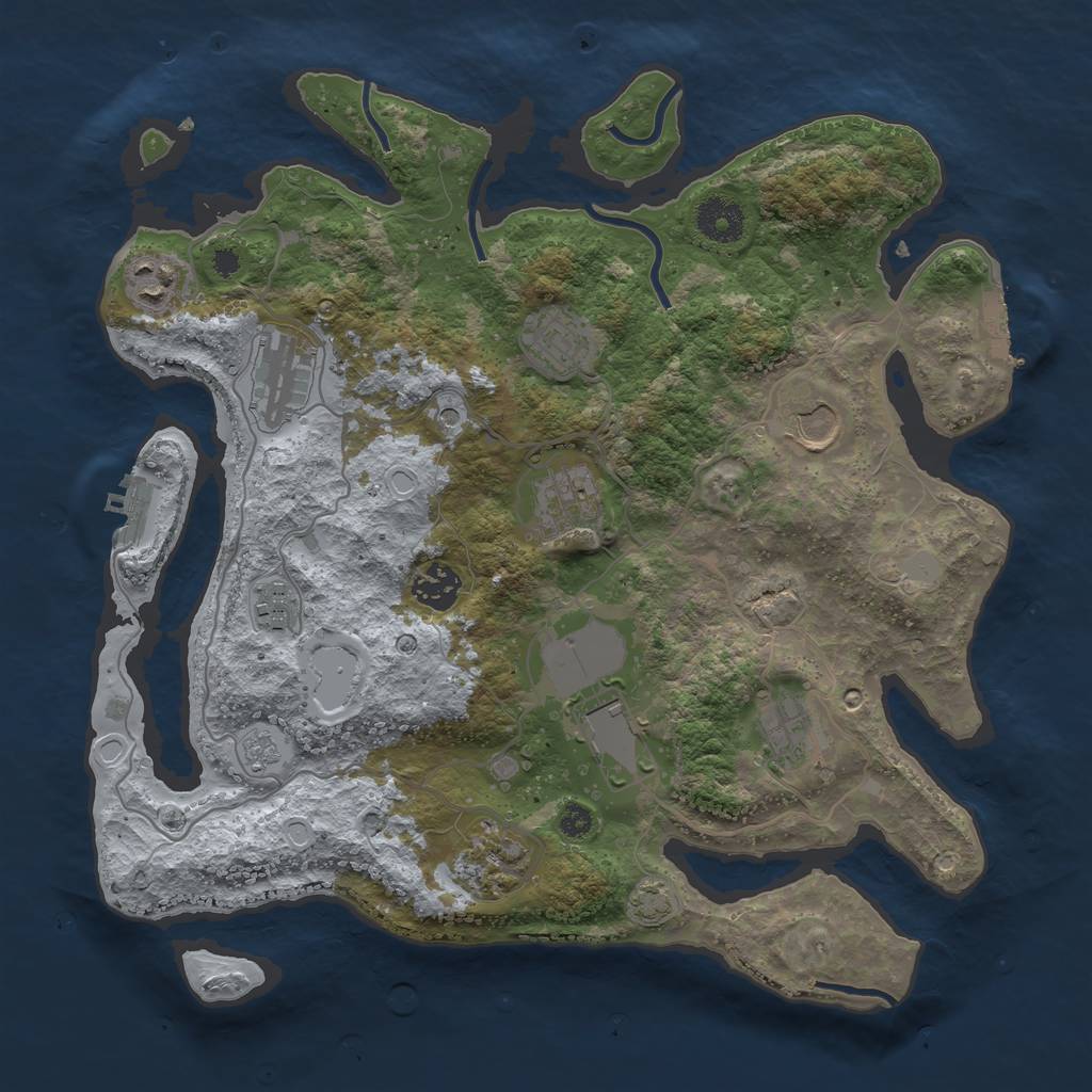Rust Map: Procedural Map, Size: 3500, Seed: 633831124, 18 Monuments