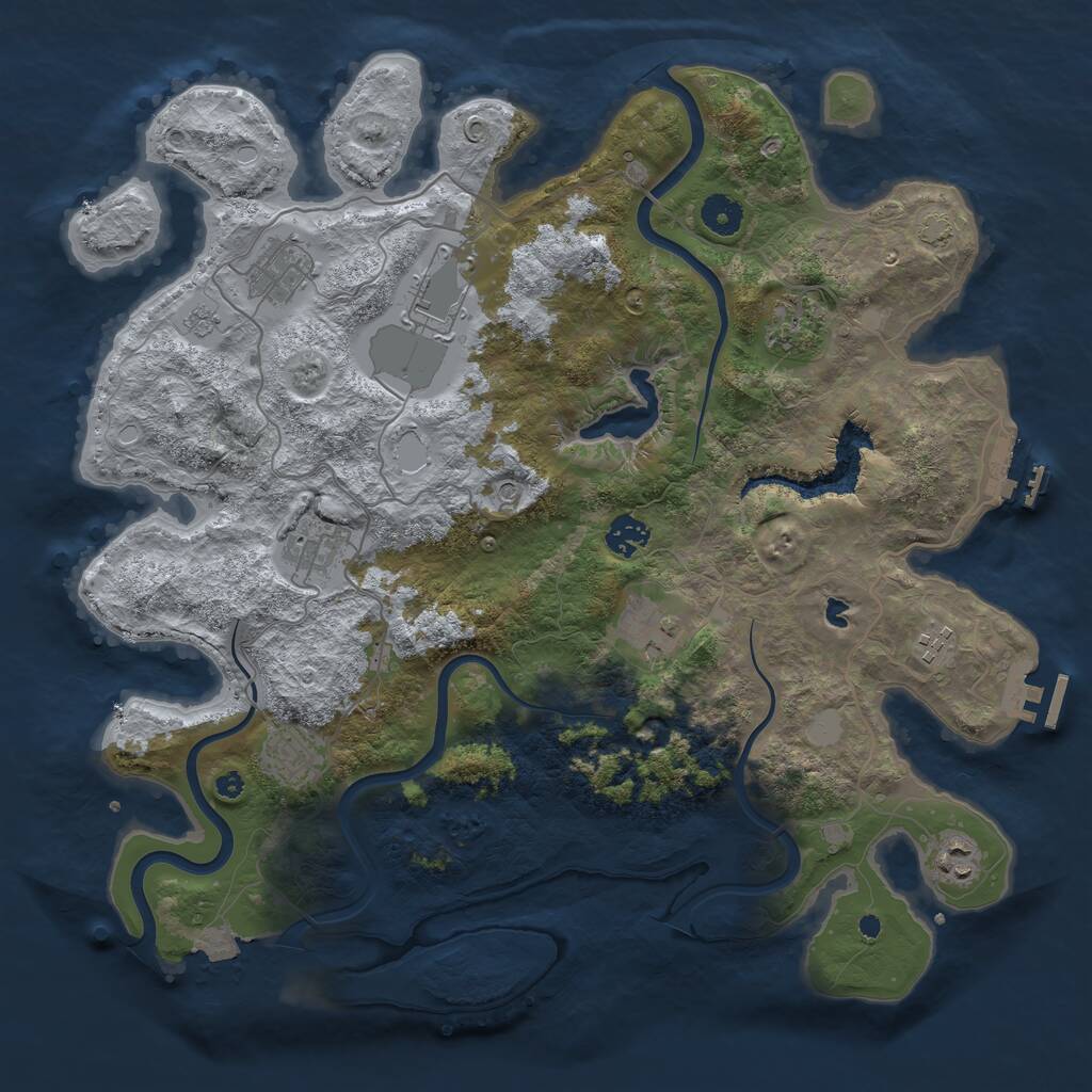 Rust Map: Procedural Map, Size: 4000, Seed: 70393093, 15 Monuments