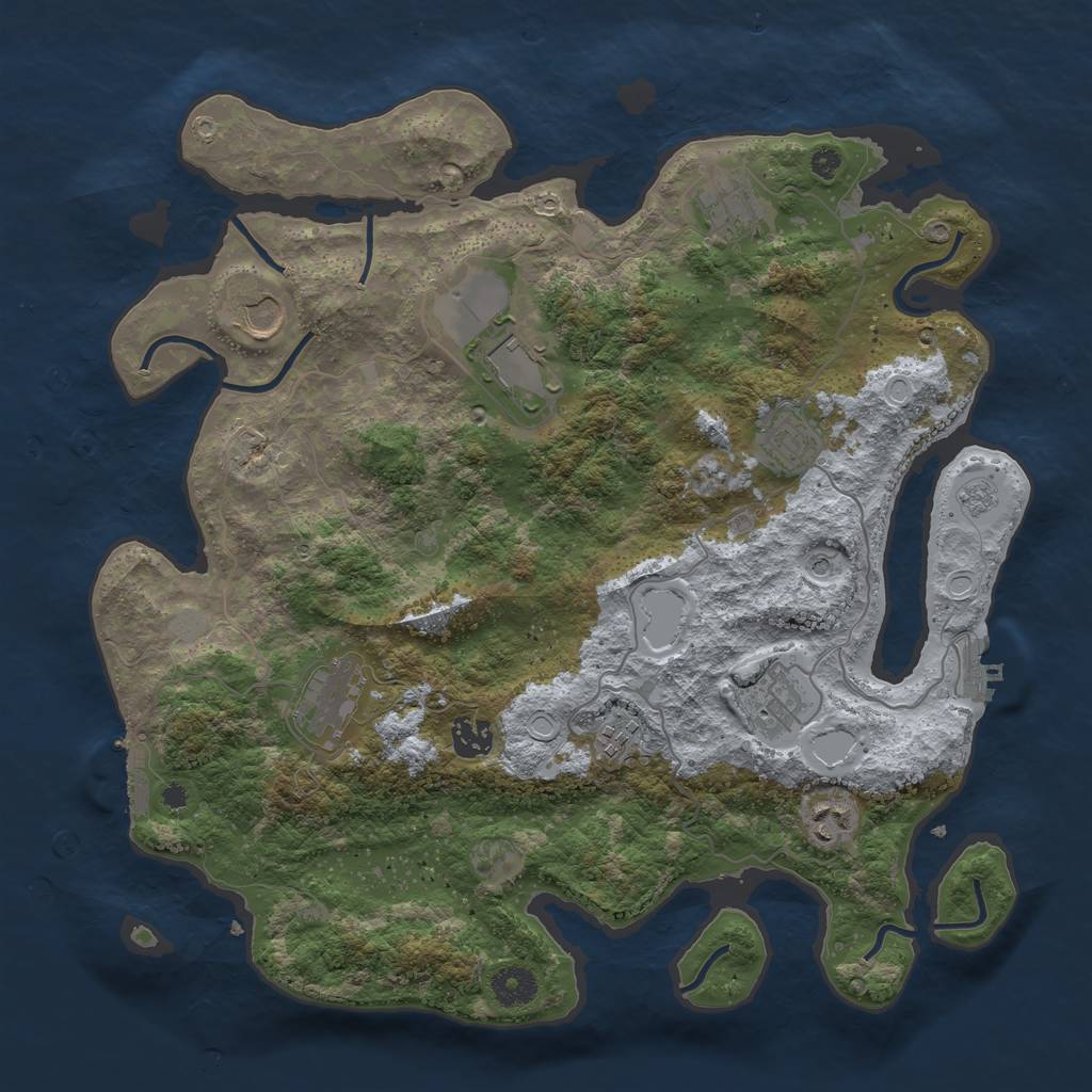 Rust Map: Procedural Map, Size: 3800, Seed: 65849849, 18 Monuments