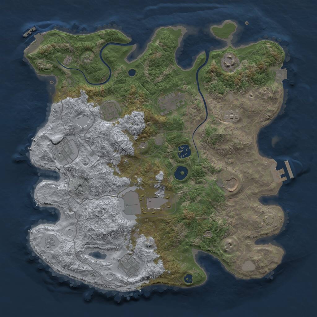 Rust Map: Procedural Map, Size: 3500, Seed: 841840746, 15 Monuments
