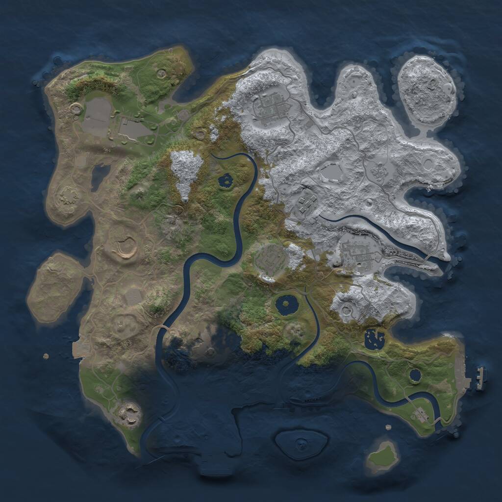 Rust Map: Procedural Map, Size: 3500, Seed: 52341925, 15 Monuments