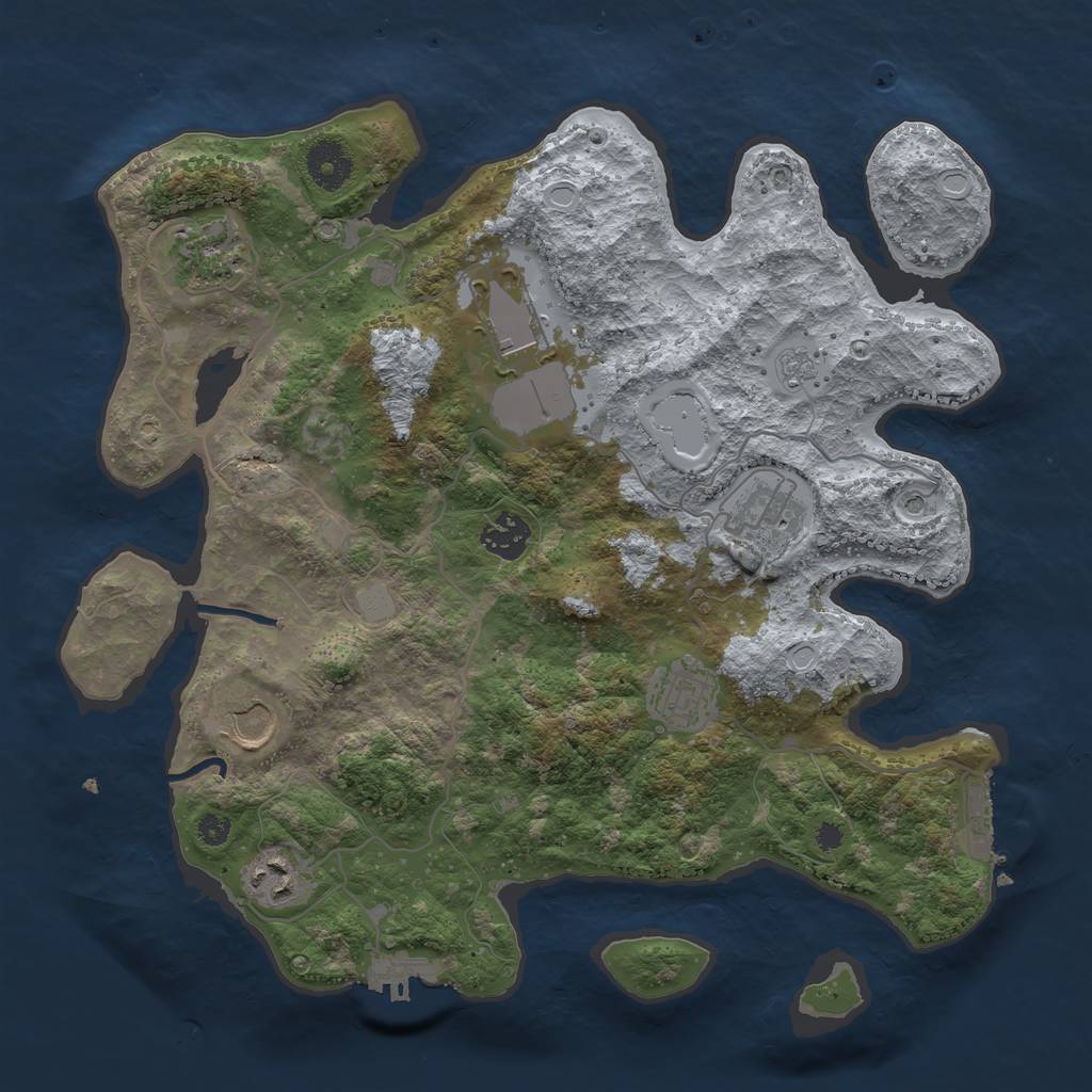 Rust Map: Procedural Map, Size: 3500, Seed: 52341925, 14 Monuments