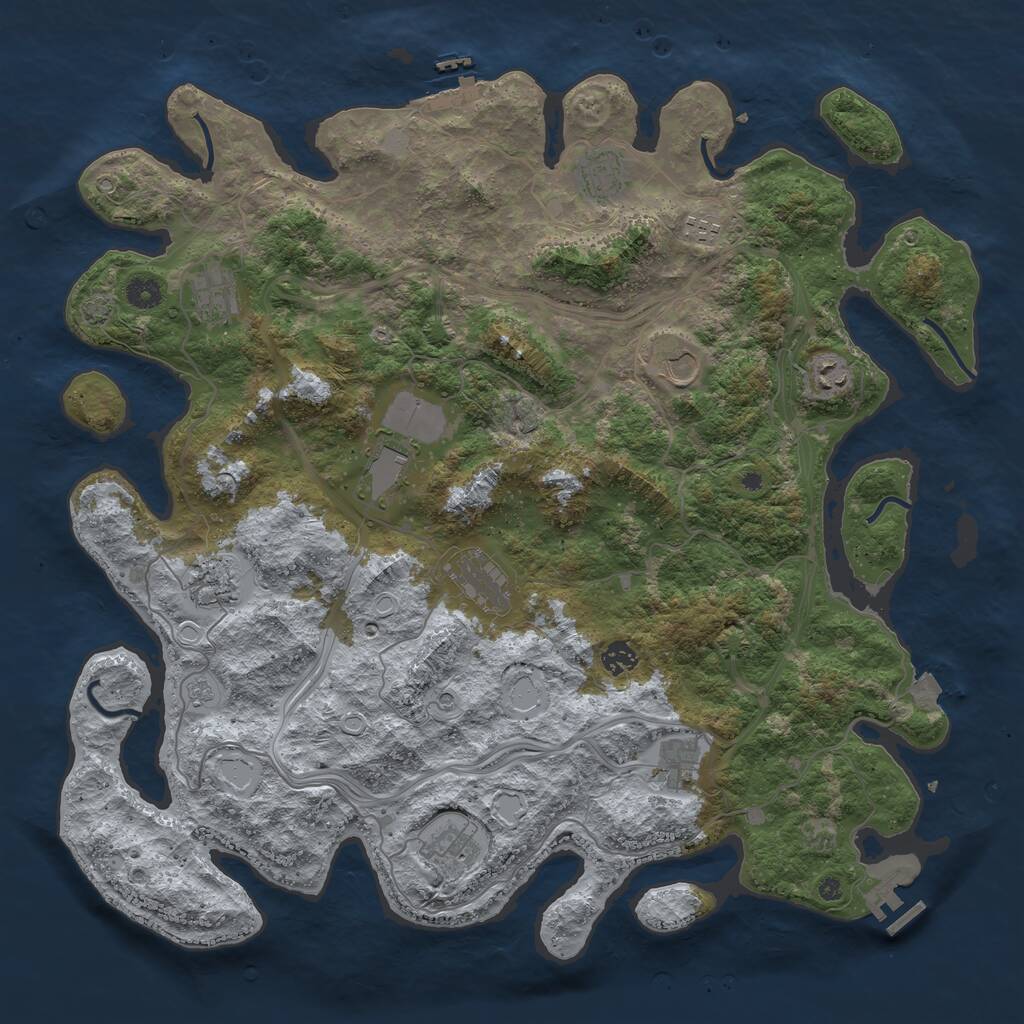 Rust Map: Procedural Map, Size: 4500, Seed: 3847293, 17 Monuments