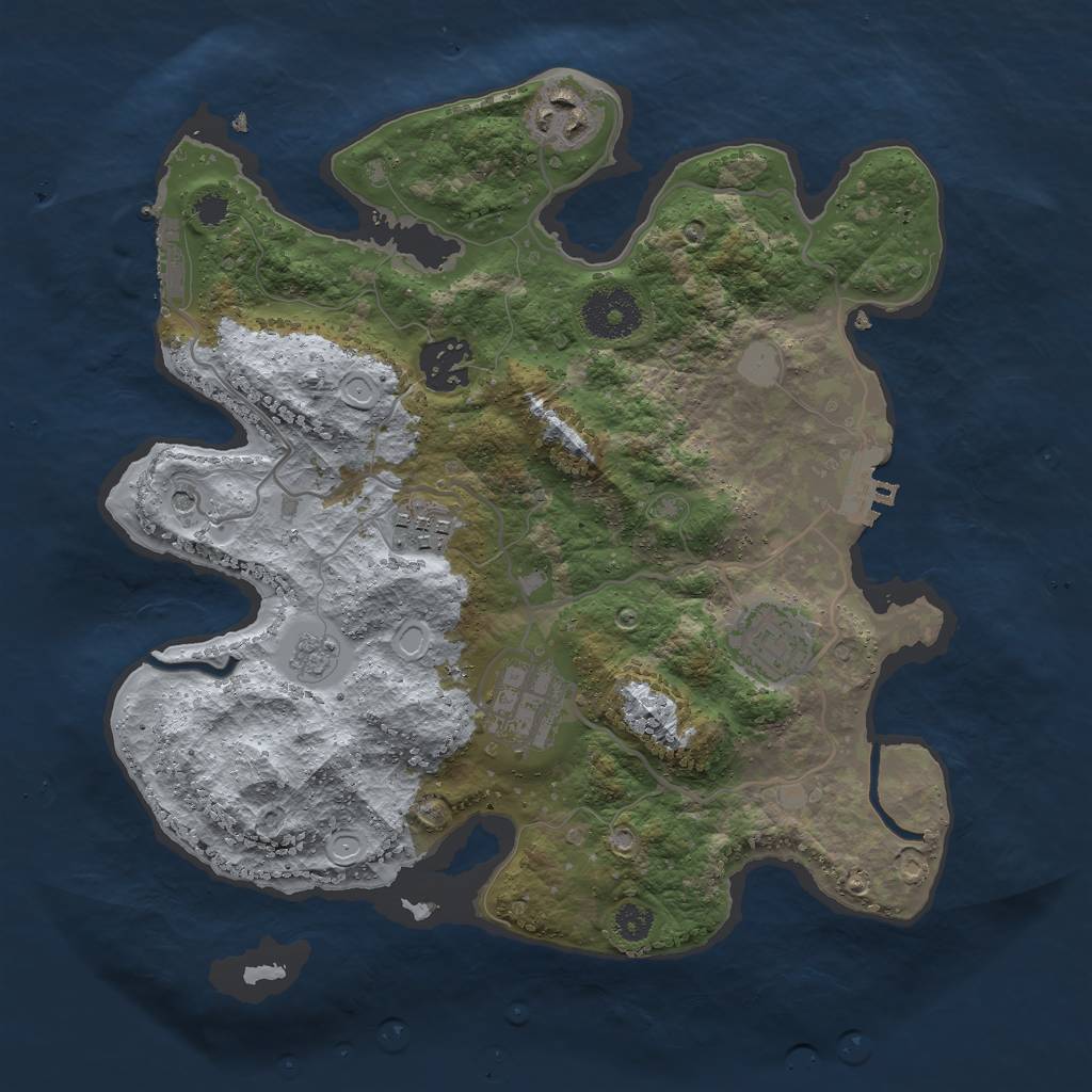 Rust Map: Procedural Map, Size: 3000, Seed: 5280, 14 Monuments