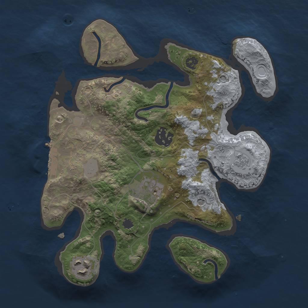 Rust Map: Procedural Map, Size: 2500, Seed: 14231423, 9 Monuments