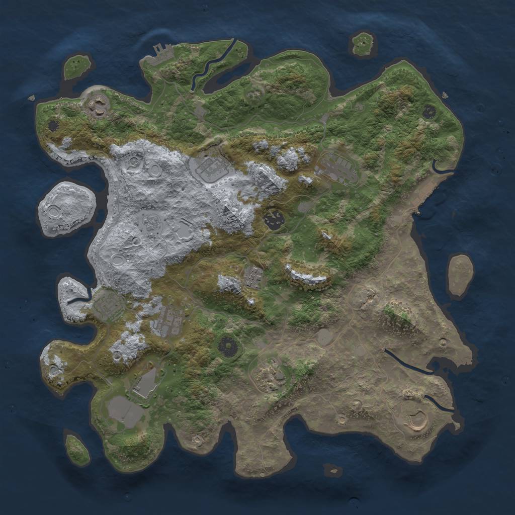 Rust Map: Procedural Map, Size: 3900, Seed: 63999404, 19 Monuments