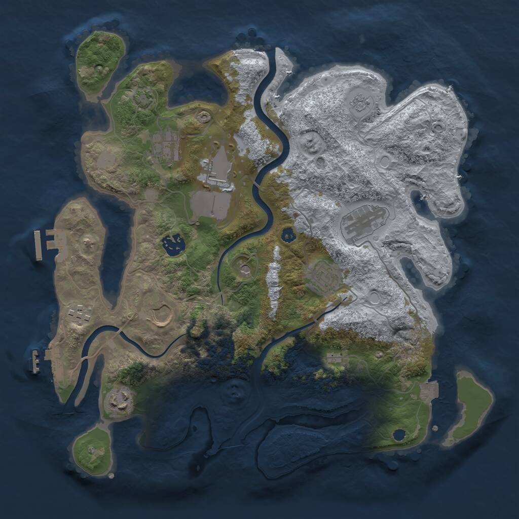 Rust Map: Procedural Map, Size: 3500, Seed: 7093809, 14 Monuments
