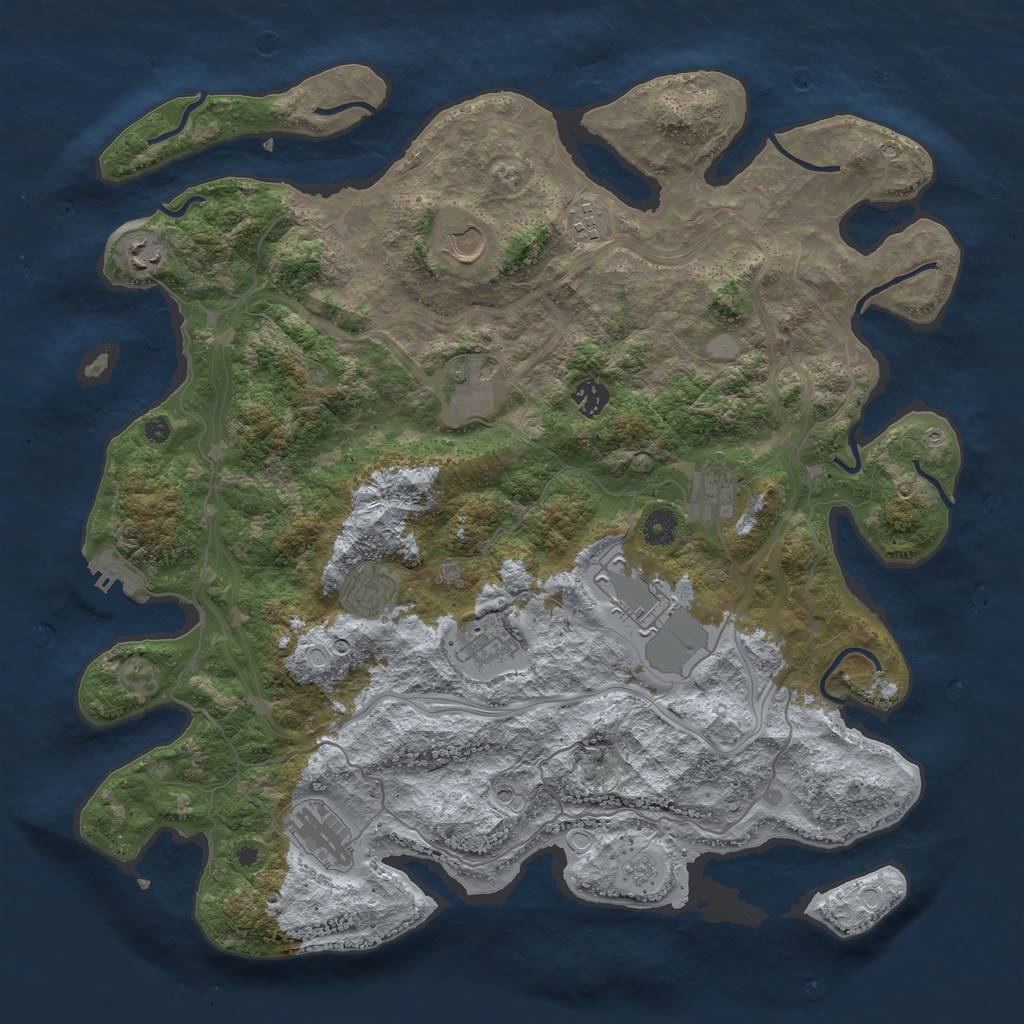 Rust Map: Procedural Map, Size: 4250, Seed: 428234583, 18 Monuments