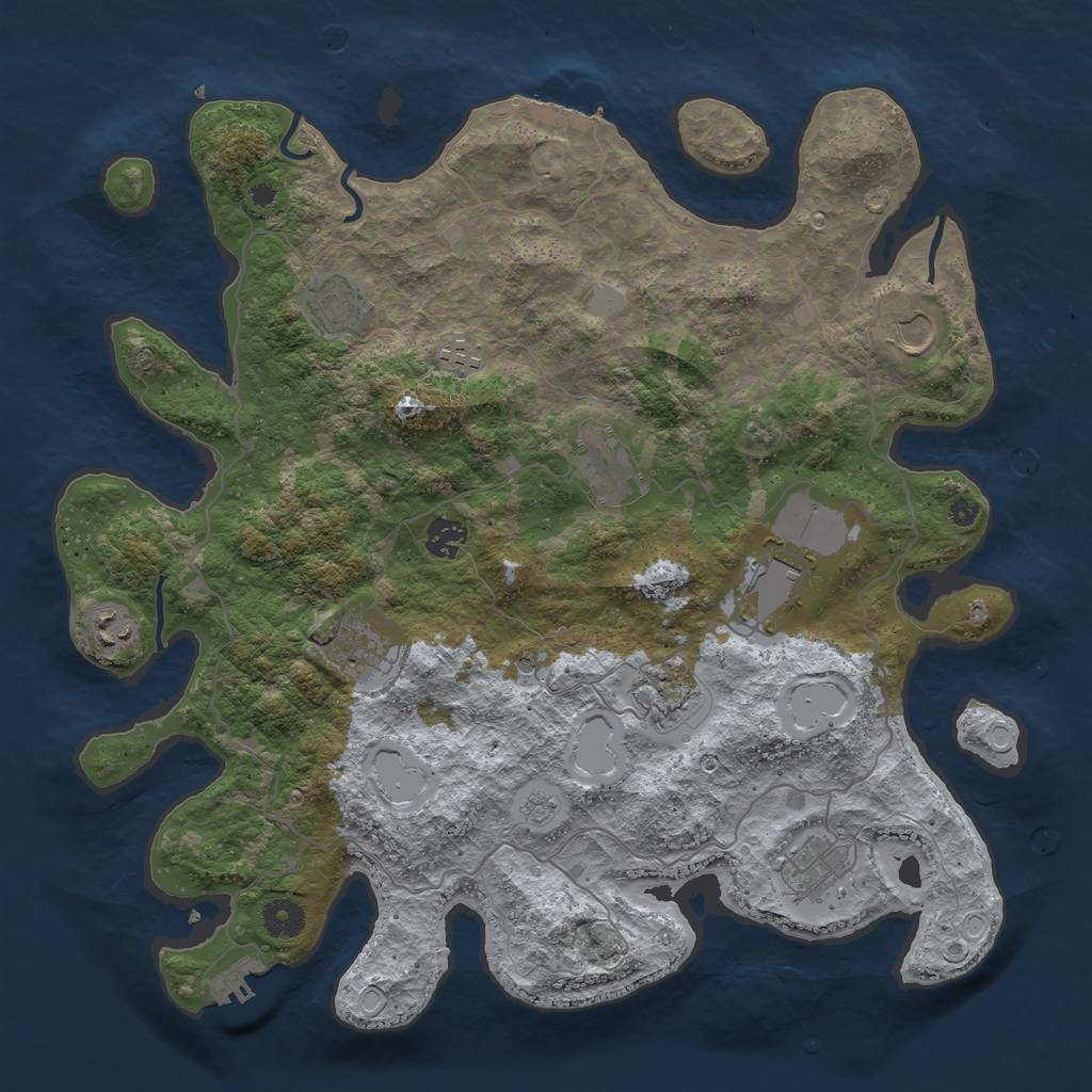 Rust Map: Procedural Map, Size: 4000, Seed: 956489408, 19 Monuments